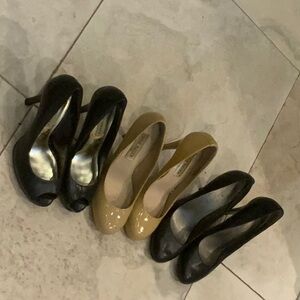 Black and Tan 4” Heel Patent Leather Pumps Trio